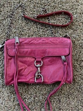 Rebecca Minkoff Mini M.A.C. Pink Leather Crossbody Bag Silver Hardware
